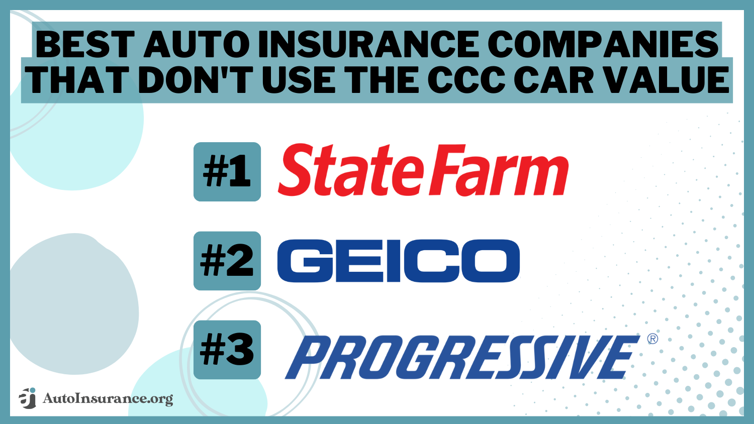 Best Auto Insurance Companies That Don’t Use the CCC Car Value: State Farm, Geico, and Progressive