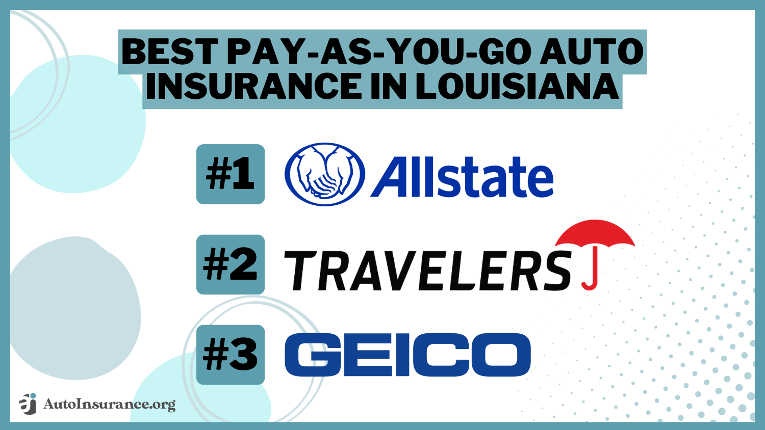 allstate, Travelers, Geico: Best Pay-As-You-Go Auto Insurance in Louisiana