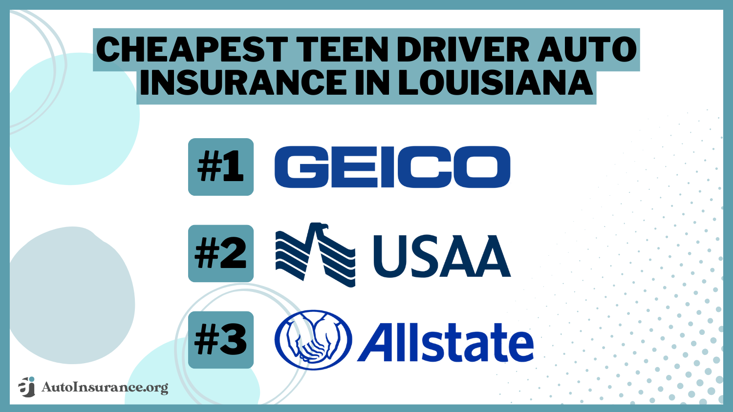 Cheapest Teen Driver Auto Insurance in Louisiana: USAA, Geico, and Allstate