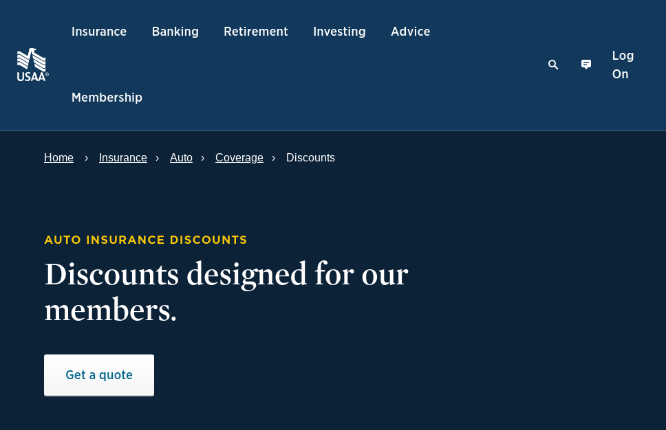 USAA auto insurance discount screenshot: best pay-as-you-go auto insurance companies in Indiana