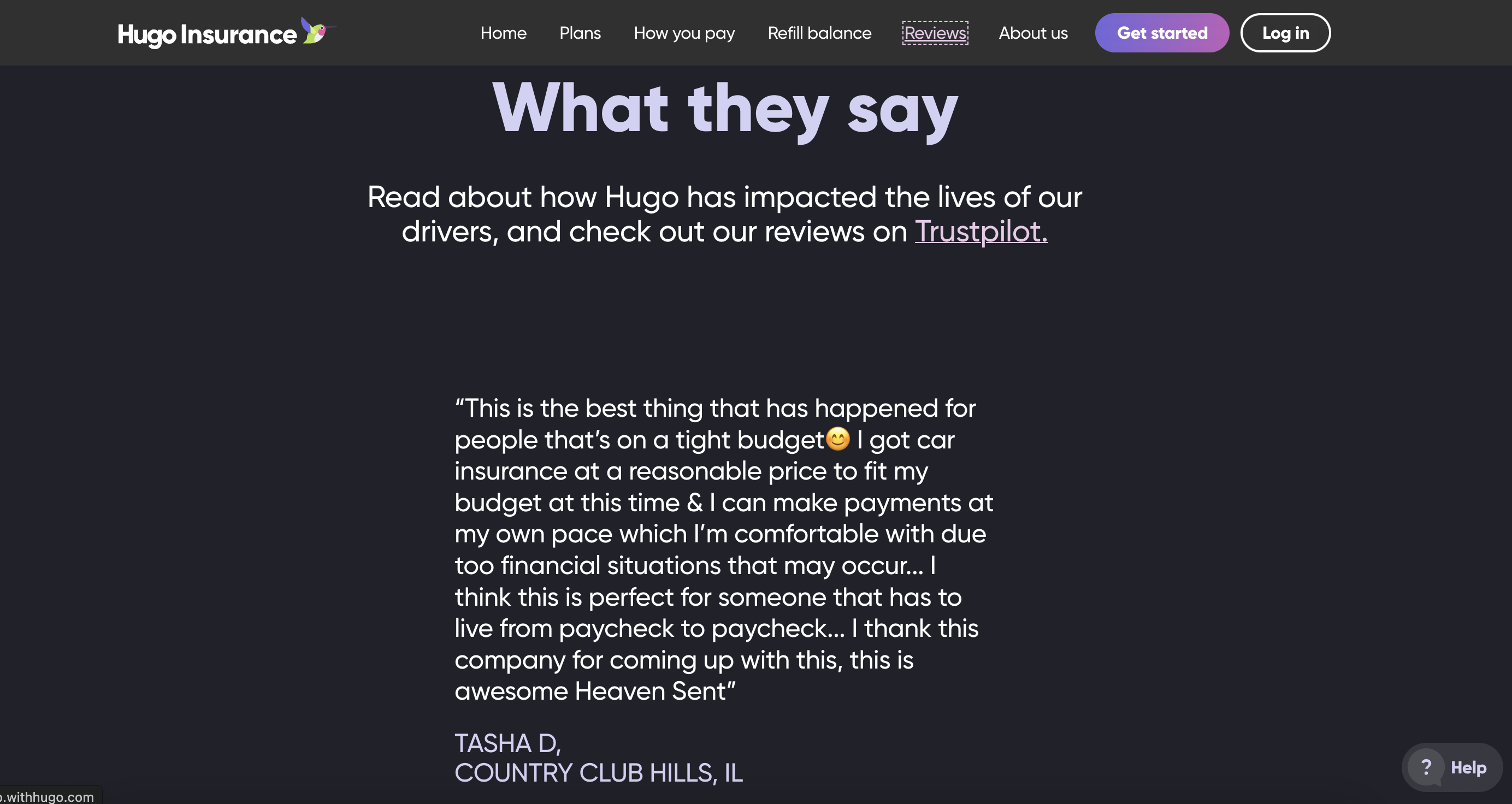 Provider Screenshot: Hugo Auto Insurance Review 