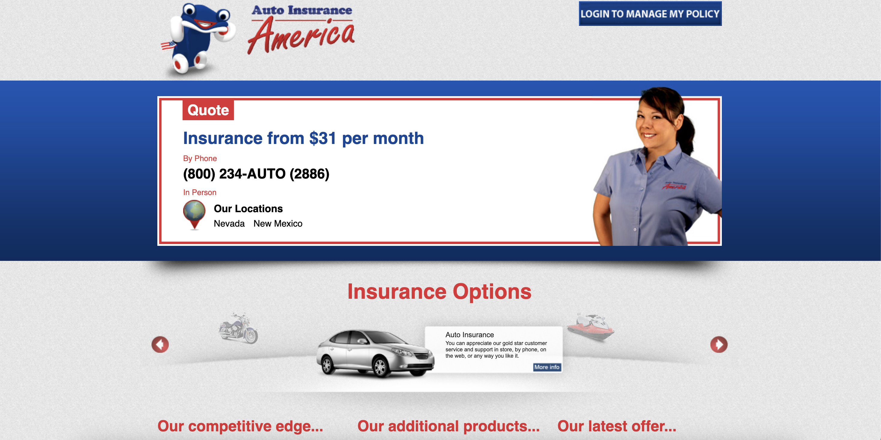 AIA Screenshot: Auto Insurance America (AIA) Company Review 