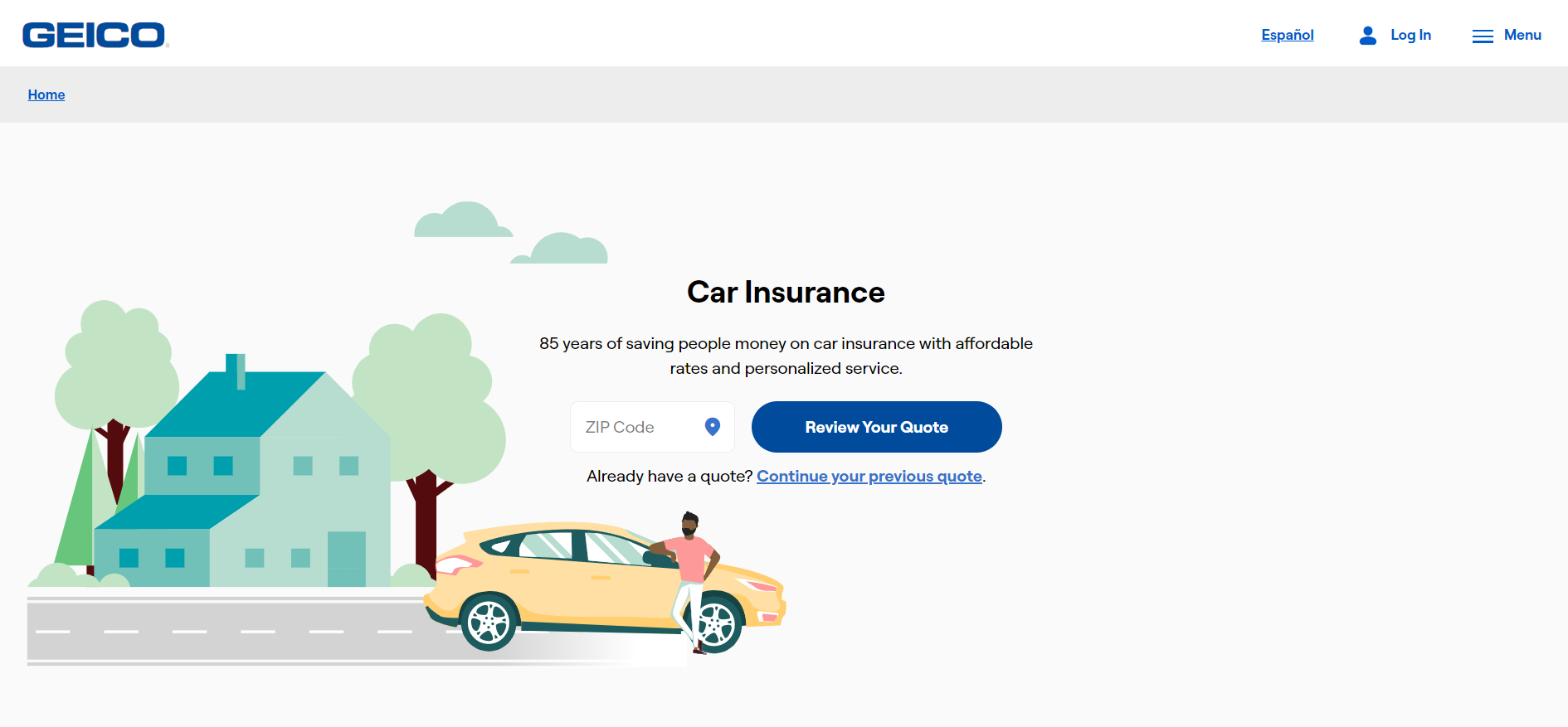 Does my auto insurance cover rental cars?: Geico Site Screenshot