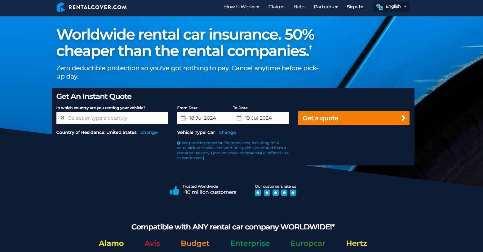 Does my auto insurance cover rental cars?: Rental Cover Site Screenshot