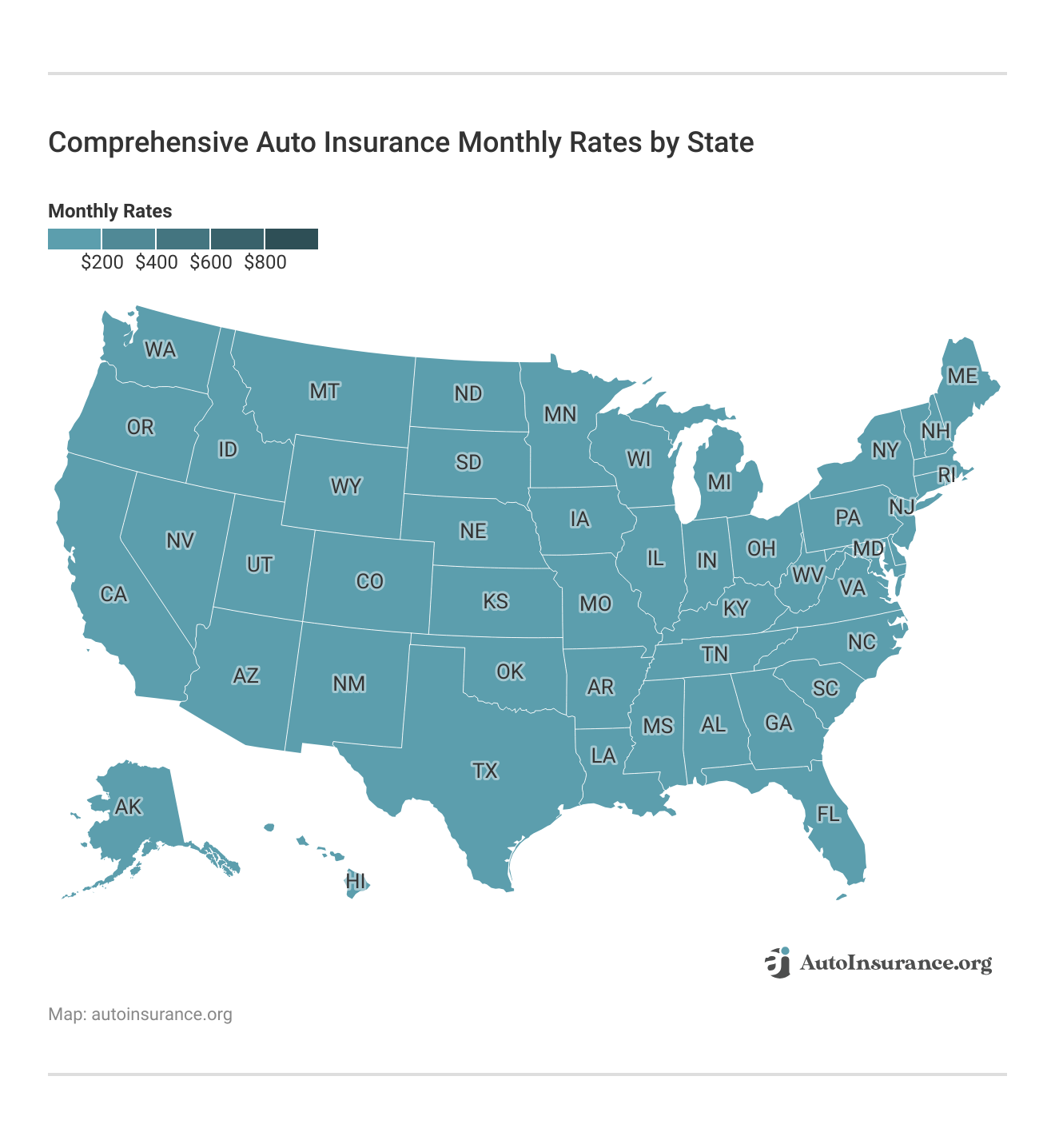 <h3>Comprehensive Auto Insurance Monthly Rates by State</h3> <h3>Comprehensive Auto Insurance Monthly Rates by State</h3>