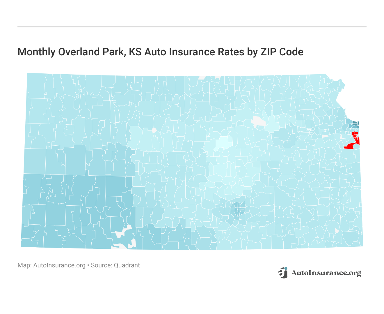 <h3>Monthly Overland Park, KS Auto Insurance Rates by ZIP Code</h3>