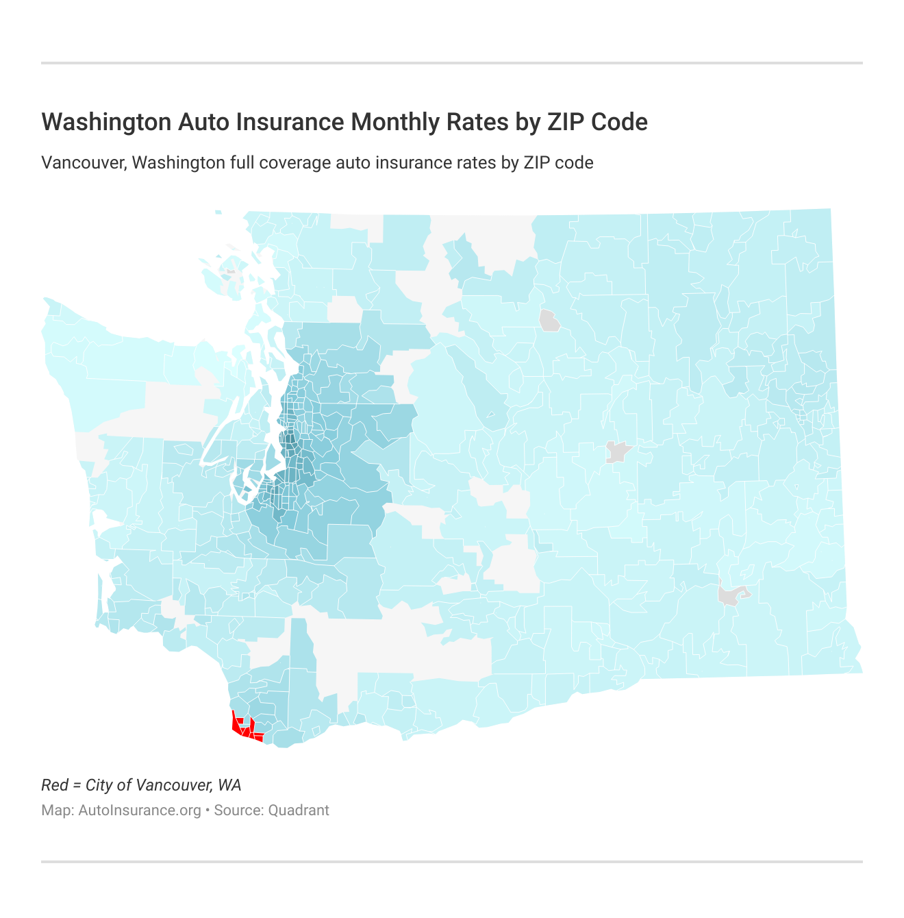 <h3>Washington Auto Insurance Monthly Rates by ZIP Code</h3>